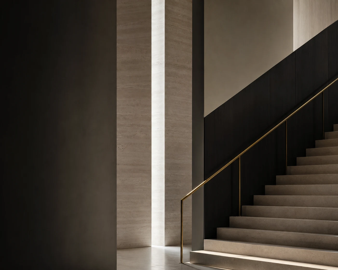 Editorial architectural study of a precise stone staircase